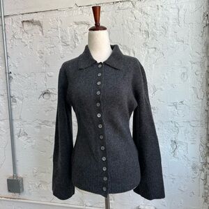 J. Crew Dark Charcoal Wool Cardigan size SMALL